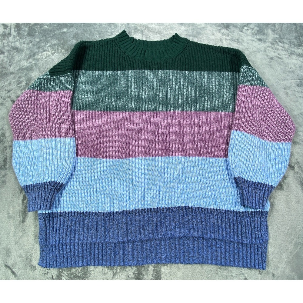 American Eagle Sweater Womens XL Striped Knit Pullover Crew Neck Color Block